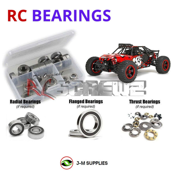 Representative image of an RCScrewZ rubber-sealed bearing kit for Losi K&N DBXL 1/5 Gas 4WD Desert Buggy (LOS05010); exact bearing sizes and quantities vary by RC model.