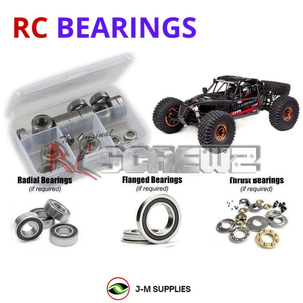 Representative image of an RCScrewZ rubber-sealed bearing kit for Losi Lasernut U4 2.2 1/10 Electric 4WD Rock Racer (LOS03028); exact bearing sizes and quantities vary by RC model.