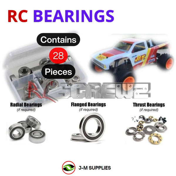 Representative image of an RCScrewZ rubber-sealed bearing kit for Team Losi JRX-T 1/10 Electric 2WD Truck (A-0050); exact bearing sizes and quantities vary by RC model.