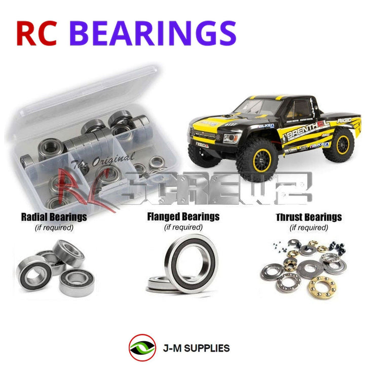 Representative image of an RCScrewZ rubber-sealed bearing kit for Losi Tenacity TT Pro 1/10 Electric 4WD Truck (LOS03019); exact bearing sizes and quantities vary by RC model.