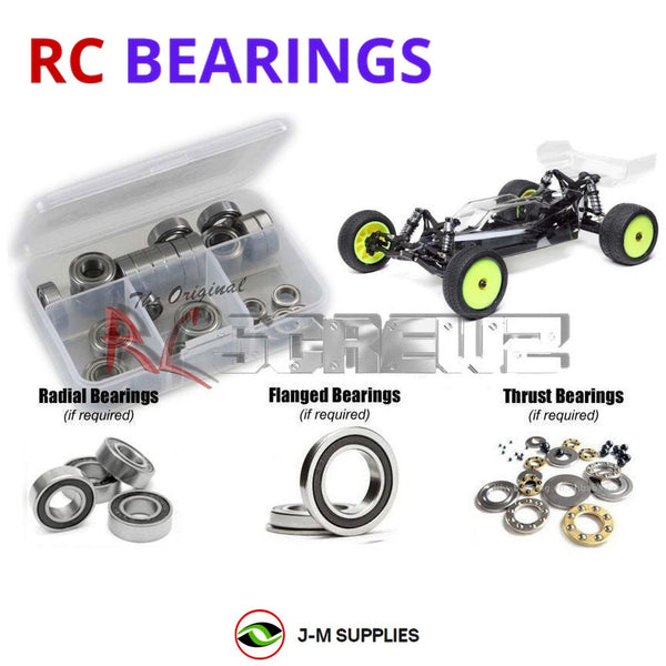 Representative image of an RCScrewZ rubber-sealed bearing kit for Losi Mini-B 2S Pro Roller 1/16 2WD Buggy (LOS01025); exact bearing sizes and quantities vary by RC model.