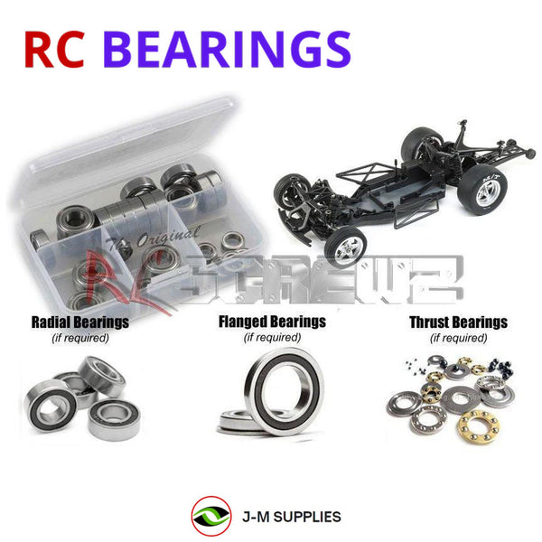 Representative image of an RCScrewZ rubber-sealed bearing kit for Losi 22S No Prep 1/10 Electric 2WD Drag Car (LOS03041); exact bearing sizes and quantities vary by RC model.