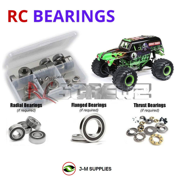 Representative image of an RCScrewZ rubber-sealed bearing kit for Losi Mini LMT 1/18 Electric 4WD Monster Truck (LOS01026); exact bearing sizes and quantities vary by RC model.