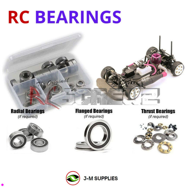 Representative image of an RCScrewZ rubber-sealed bearing kit for Mugen Seiki MTX-2 /Limited Edition Pro (#T0001/T0002/T0010); exact bearing sizes and quantities vary by RC model.