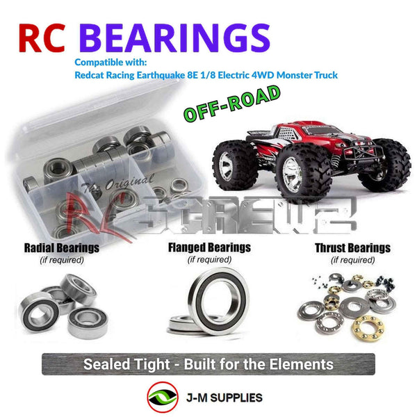 J-M SUPPLIES RC Parts Store - RCScrewZ Rubber Shielded Bearing Kit rcr018r for Redcat Racing Earthquake 8E 1/8 Brushless Electric 4WD Monster Truck | SET