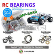 Representative image of an RCScrewZ rubber-sealed bearing kit for Schumacher Menace 21 RTR 1/10th Nitro Truck; exact bearing sizes and quantities vary by RC model.