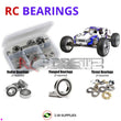 Representative image of an RCScrewZ rubber-sealed bearing kit for Schumacher Riot 2 Nitro (#K089); exact bearing sizes and quantities vary by RC model.