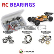 Representative image of an RCScrewZ rubber-sealed bearing kit for Schumacher Cougar KC #K170; exact bearing sizes and quantities vary by RC model.
