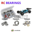 Representative image of an RCScrewZ rubber-sealed bearing kit for Schumacher Cat KD #K171; exact bearing sizes and quantities vary by RC model.