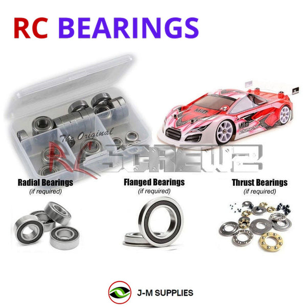 Representative image of an RCScrewZ rubber-sealed bearing kit for Schumacher Mi8 1/10 4WD Electric Touring Car(#K195 / #K196); exact bearing sizes and quantities vary by RC model.