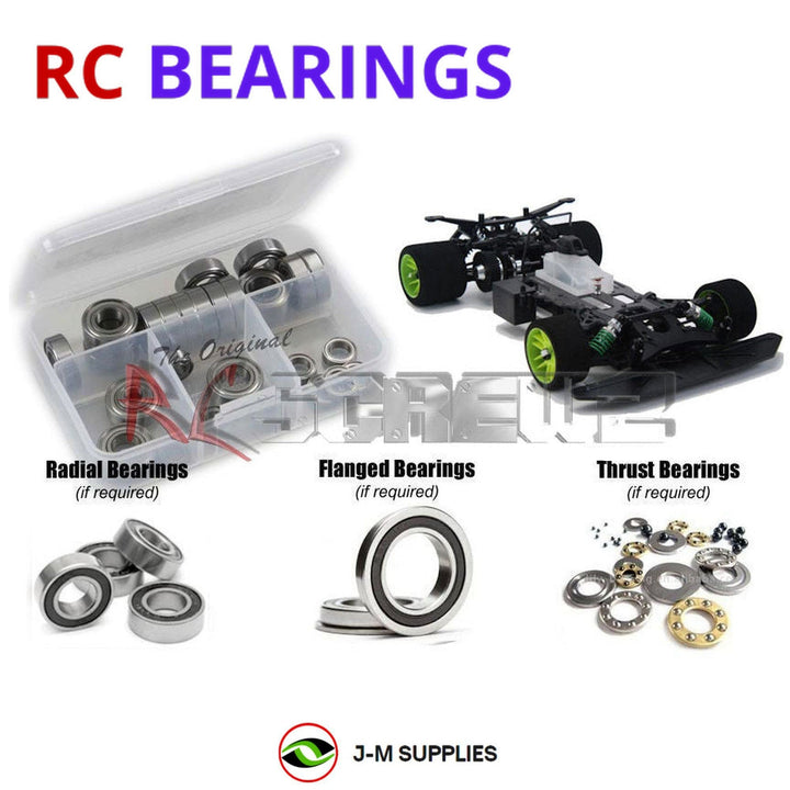 Representative image of an RCScrewZ rubber-sealed bearing kit for Serpent Vector 4-WD Spec 2000 1/8 Nitro On-Road (909010); exact bearing sizes and quantities vary by RC model.