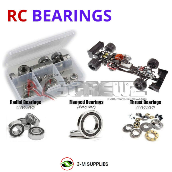 Representative image of an RCScrewZ rubber-sealed bearing kit for Serpent F-180 Nitro #300001; exact bearing sizes and quantities vary by RC model.