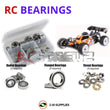 Representative image of an RCScrewZ rubber-sealed bearing kit for Serpent SRX8T-E 4WD 1/8 Electric Truggy (#600064); exact bearing sizes and quantities vary by RC model.