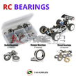 Representative image of an RCScrewZ rubber-sealed bearing kit for Sworkz S35-3 Nitro 1/8 Buggy SWX910025; exact bearing sizes and quantities vary by RC model.