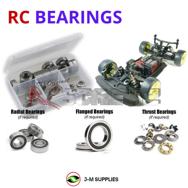 Representative image of an RCScrewZ rubber-sealed bearing kit for SWorkZ S35-Gte 1/8th 4WD Electric On-Road GT Car (#910029); exact bearing sizes and quantities vary by RC model.