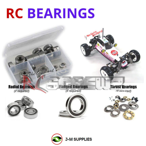 Representative image of an RCScrewZ rubber-sealed bearing kit for Tamiya TamTech The Frog GB-01 1/14 2WD Buggy (56701); exact bearing sizes and quantities vary by RC model.