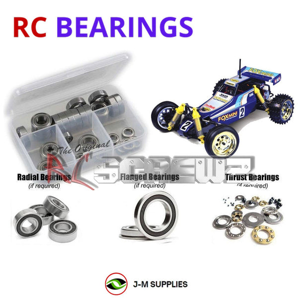 Representative image of an RCScrewZ rubber-sealed bearing kit for Tamiya TamTech Fox Mini GB-01 1/14 2WD Buggy (56703); exact bearing sizes and quantities vary by RC model.