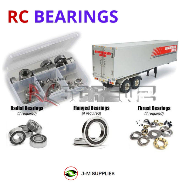 Representative image of an RCScrewZ rubber-sealed bearing kit for Tamiya Semi Box 1/14 Truck Trailer (56302); exact bearing sizes and quantities vary by RC model.