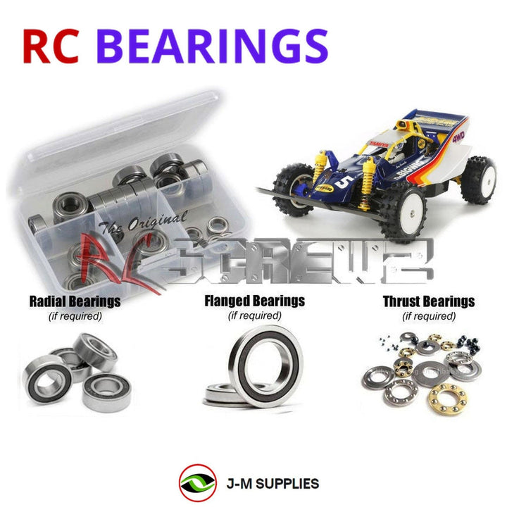 Representative image of an RCScrewZ rubber-sealed bearing kit for Tamiya The Bigwig 2017 1/10 Electric 4WD Buggy (47330); exact bearing sizes and quantities vary by RC model.