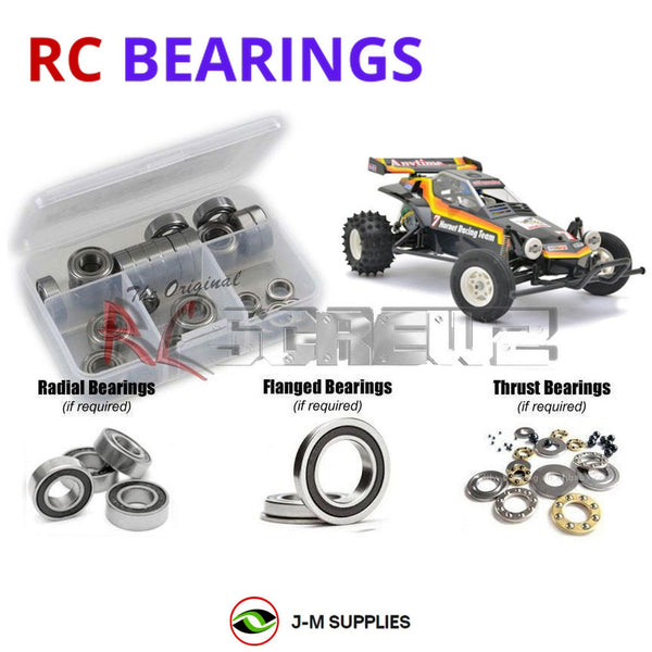Representative image of an RCScrewZ rubber-sealed bearing kit for Tamiya The Hornet 2004 1/10 Electric 2WD Buggy (58336); exact bearing sizes and quantities vary by RC model.