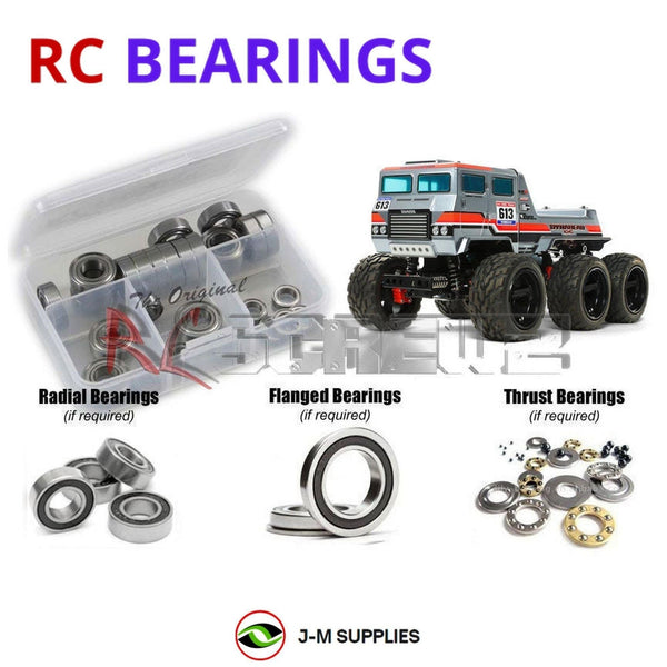 Representative image of an RCScrewZ rubber-sealed bearing kit for Tamiya Dynahead 6x6 G6-01TR 1/18 Electric 6WD (58660); exact bearing sizes and quantities vary by RC model.