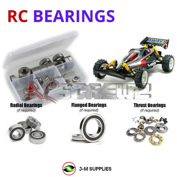Representative image of an RCScrewZ rubber-sealed bearing kit for Tamiya VQS 2020 1/10 Electric 4WD Buggy (58686); exact bearing sizes and quantities vary by RC model.