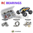 Representative image of an RCScrewZ rubber-sealed bearing kit for Traxxas T-Maxx 1.5 / .15 1/10 Nitro 4WD MT; exact bearing sizes and quantities vary by RC model.
