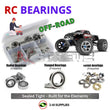 Representative image of an RCScrewZ rubber-sealed bearing kit for Traxxas Revo 3.3 1/10 Nitro 4WD MT (53097, 53097-3); exact bearing sizes and quantities vary by RC model.