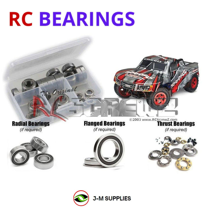 Representative image of an RCScrewZ rubber-sealed bearing kit for Traxxas LaTrax SST 1/18 Electric 4WD Stadium Truck (76044); exact bearing sizes and quantities vary by RC model.