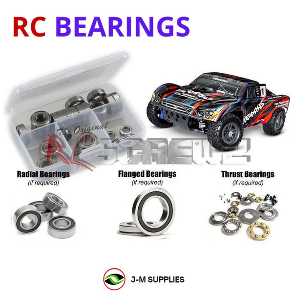 Representative image of an RCScrewZ rubber-sealed bearing kit for Traxxas Slash BL-2S 1/10 4WD SCT (68154-4); exact bearing sizes and quantities vary by RC model.