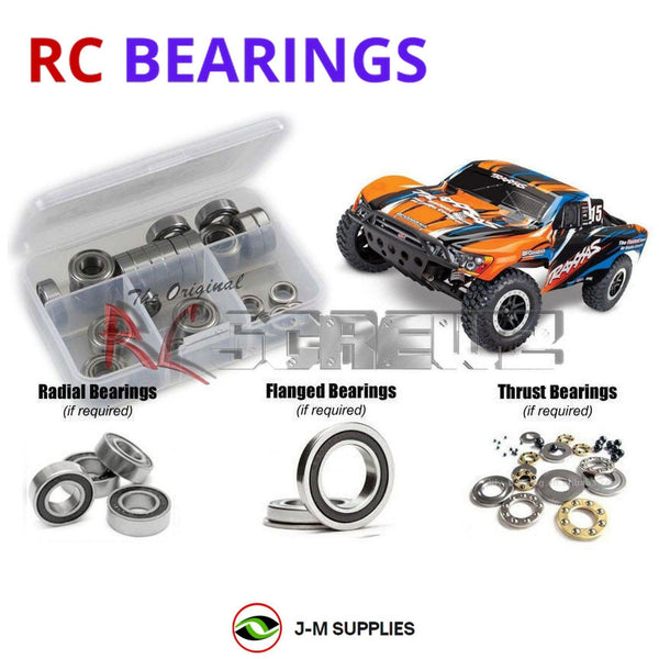 Representative image of an RCScrewZ rubber-sealed bearing kit for Traxxas Slash XL-5 USB-C 1/10 2WD SCT (58034-8); exact bearing sizes and quantities vary by RC model.
