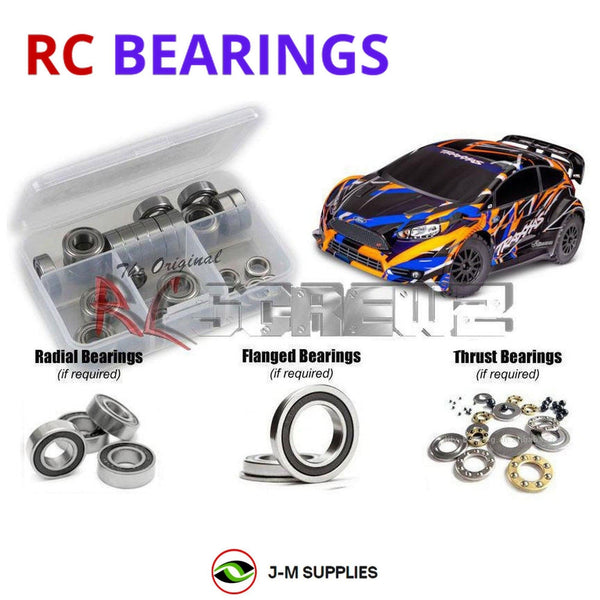 Representative image of an RCScrewZ rubber-sealed bearing kit for Traxxas Fiesta ST Rally VXL 1/10 4WD Rally (74276-4); exact bearing sizes and quantities vary by RC model.