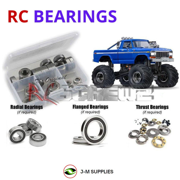 Representative image of an RCScrewZ rubber-sealed bearing kit for Traxxas TRX-4MT Ford F-150 1/18 4WD MT (98044-1); exact bearing sizes and quantities vary by RC model.