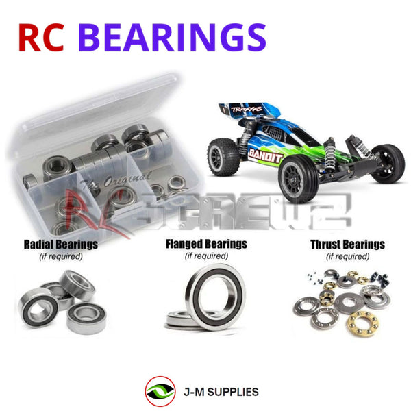 Representative image of an RCScrewZ rubber-sealed bearing kit for Traxxas Bandit XL-5 HD 1/10 2WD Buggy (24254-8); exact bearing sizes and quantities vary by RC model.