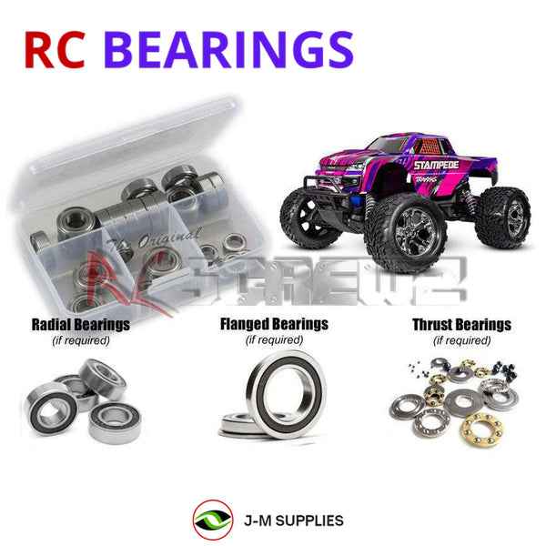 Representative image of an RCScrewZ rubber-sealed bearing kit for Traxxas Stampede XL-5 HD 1/10 2WD MT (36254-8); exact bearing sizes and quantities vary by RC model.