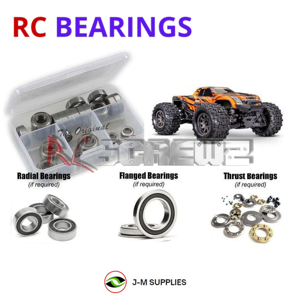 Representative image of an RCScrewZ rubber-sealed bearing kit for Traxxas Mini Maxx BL-2S Maxx-Scale 4WD Monster Truck (107154-1); exact bearing sizes and quantities vary by RC model.