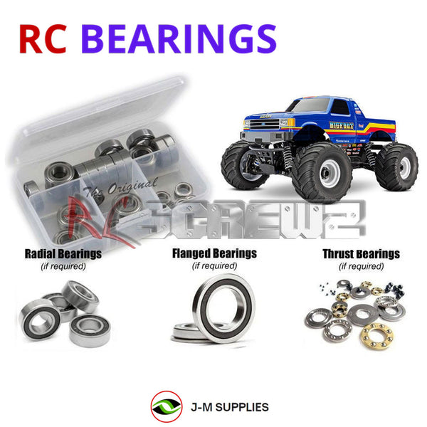 Representative image of an RCScrewZ rubber-sealed bearing kit for Traxxas BIGFOOT 4X4 BL-2S 1/10 MT (67134-4); exact bearing sizes and quantities vary by RC model.