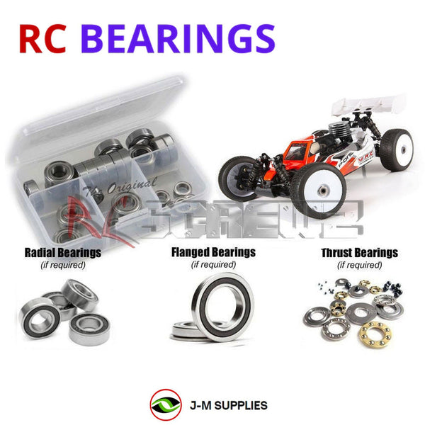 Representative image of an RCScrewZ rubber-sealed bearing kit for WIRC Racing SBX.1 1/8 Nitro 4WD Off-Road Buggy (SBX.1); exact bearing sizes and quantities vary by RC model.