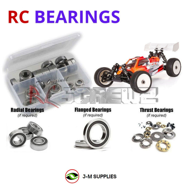 Representative image of an RCScrewZ rubber-sealed bearing kit for WIRC Racing SBX2e 1/8th 4WD Buggy ; exact bearing sizes and quantities vary by RC model.