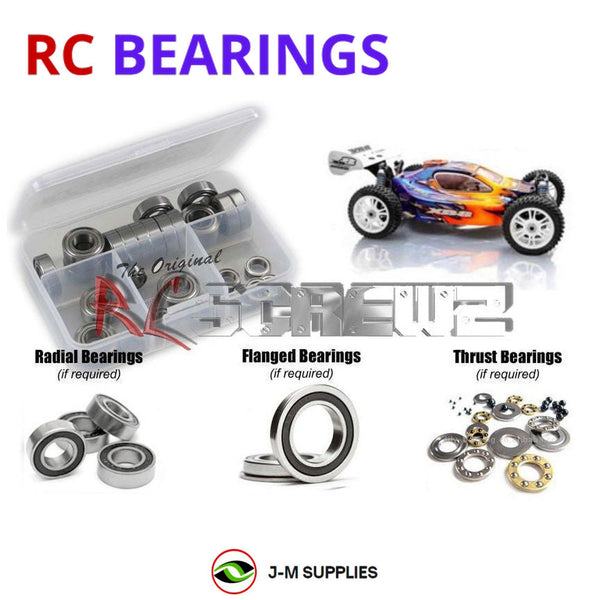 Representative image of an RCScrewZ rubber-sealed bearing kit for XRAY XB8 Buggy 1/8th #350000; exact bearing sizes and quantities vary by RC model.
