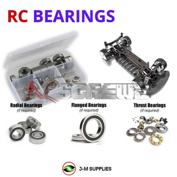 Representative image of an RCScrewZ rubber-sealed bearing kit for Team XRAY T1 Factory Edition 1/10 Touring Car (#300004); exact bearing sizes and quantities vary by RC model.
