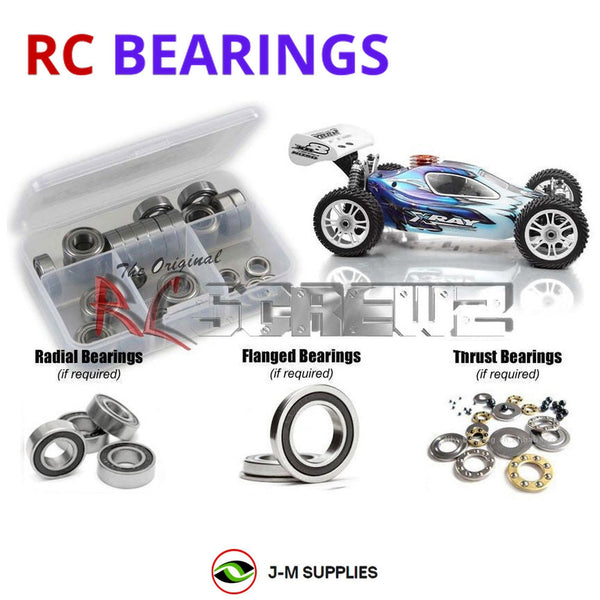 Representative image of an RCScrewZ rubber-sealed bearing kit for Team XRAY XT8 2017 #350203; exact bearing sizes and quantities vary by RC model.