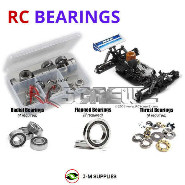 Representative image of an RCScrewZ rubber-sealed bearing kit for Team XRAY XT8 2009 Spec 1/8th #350201; exact bearing sizes and quantities vary by RC model.