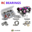 Representative image of an RCScrewZ rubber-sealed bearing kit for XRAY XT8e 1/8th Truggy #350300; exact bearing sizes and quantities vary by RC model.