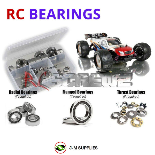 Representative image of an RCScrewZ rubber-sealed bearing kit for Team XRAY XT9 1/8th #350202; exact bearing sizes and quantities vary by RC model.
