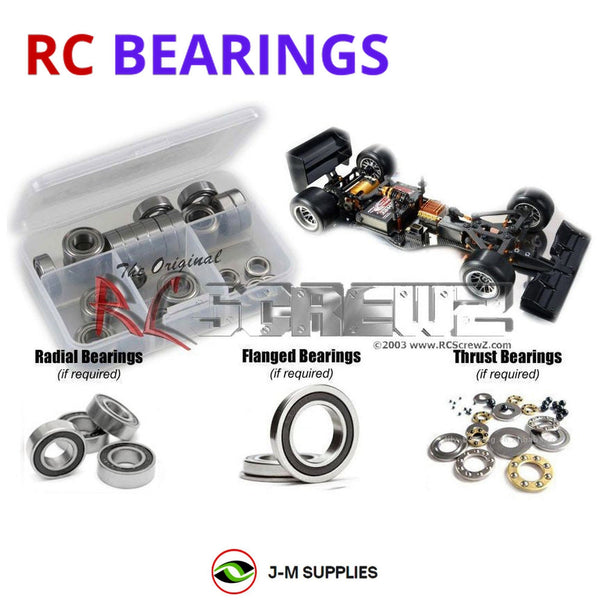 Representative image of an RCScrewZ rubber-sealed bearing kit for XRAY X1 Formula 2016 #370701; exact bearing sizes and quantities vary by RC model.
