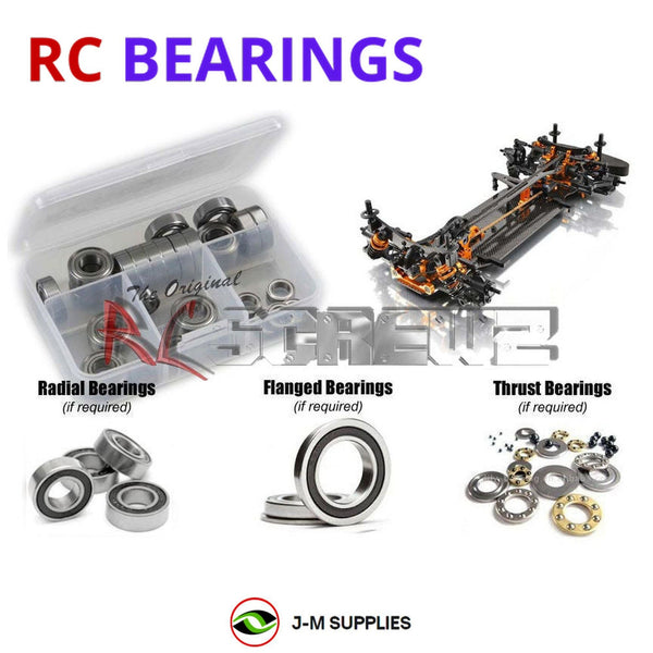 Representative image of an RCScrewZ rubber-sealed bearing kit for Team XRAY T4 2017 1/10 (#300023); exact bearing sizes and quantities vary by RC model.
