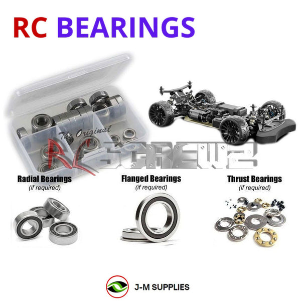 Representative image of an RCScrewZ rubber-sealed bearing kit for Team XRAY GTXE.3 1/8th (#350602); exact bearing sizes and quantities vary by RC model.