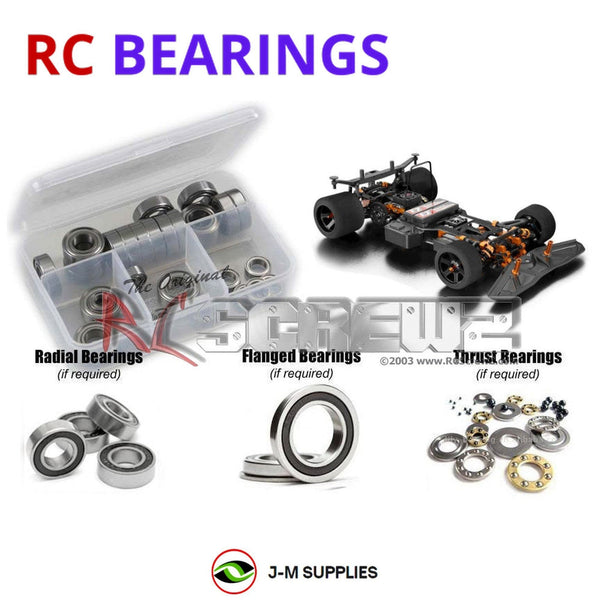 Representative image of an RCScrewZ rubber-sealed bearing kit for XRAY GTXE 1/8th #350600; exact bearing sizes and quantities vary by RC model.