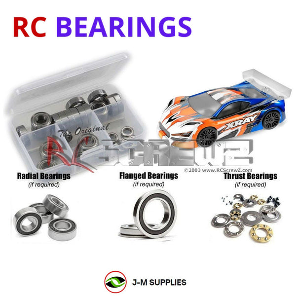 Representative image of an RCScrewZ rubber-sealed bearing kit for XRAY GTX8 Nitro 2022 #350503; exact bearing sizes and quantities vary by RC model.